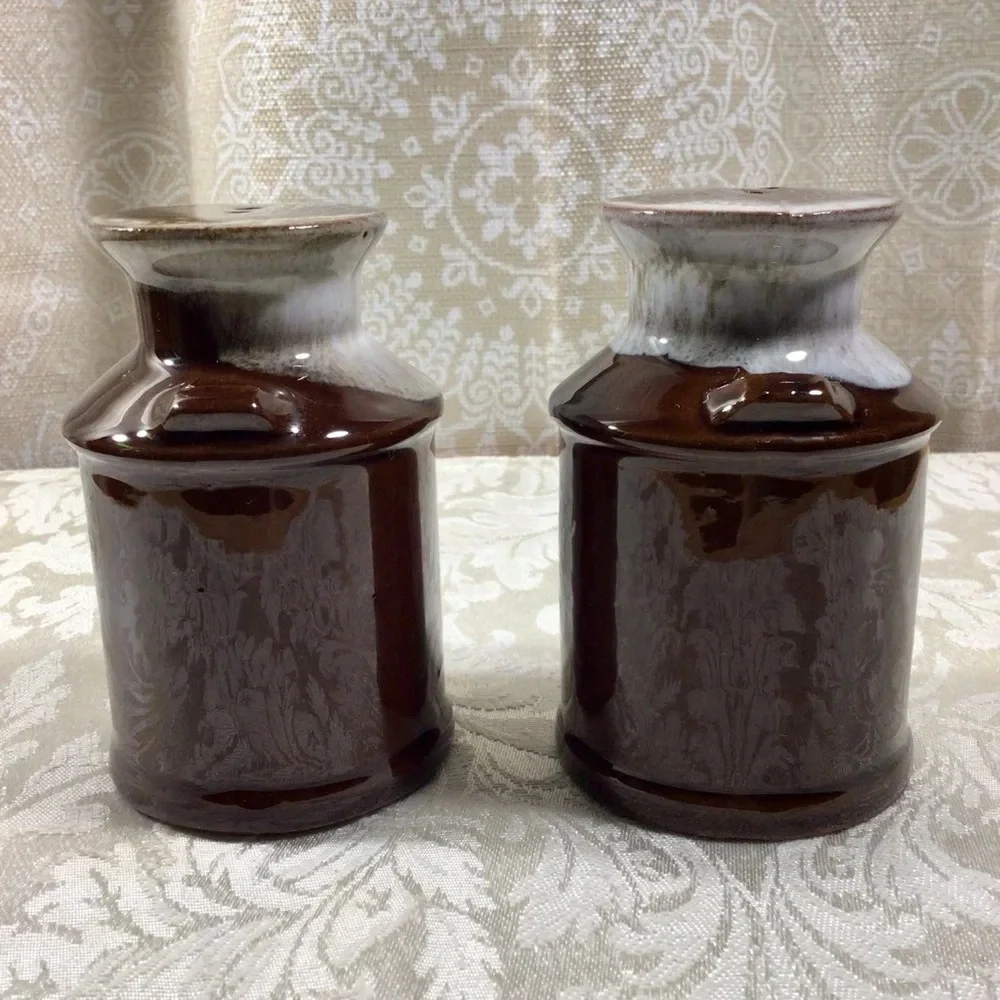 Vintage Brown Milk Can Salt and Pepper Shakers - Made in Japan